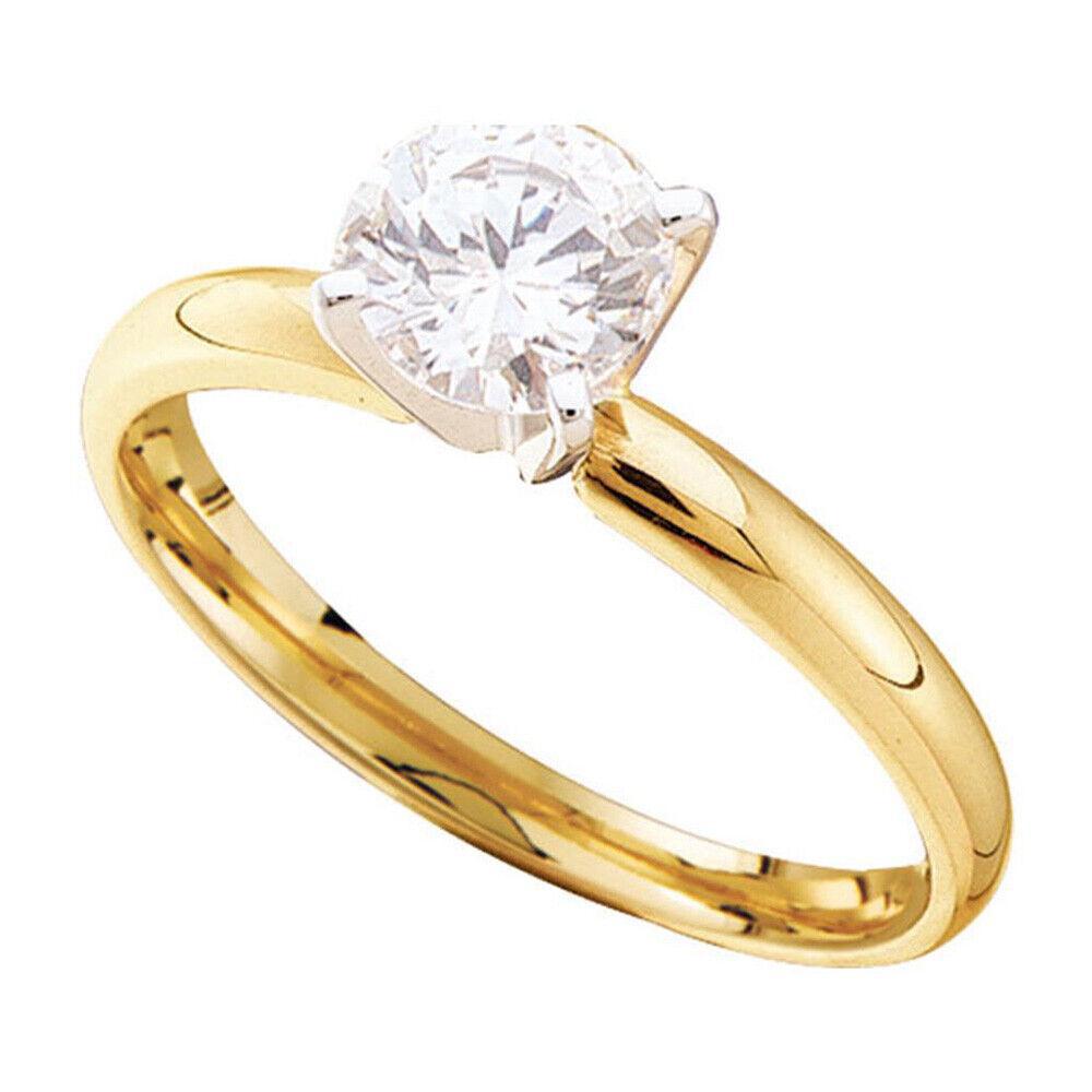 14kt Yellow Gold Round Diamond Solitaire Bridal Wedding Engagement Ring 1/2 Ctw