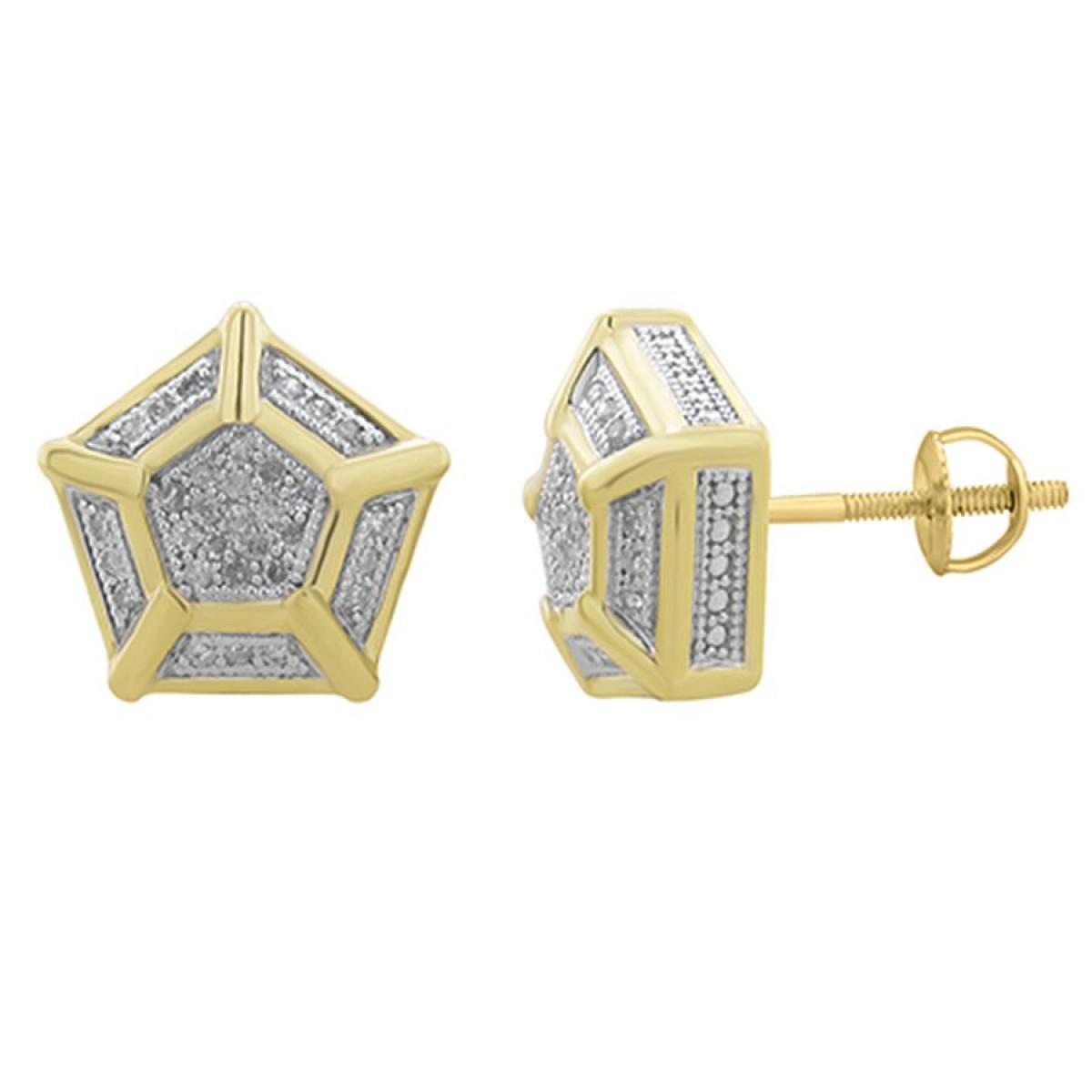 0.25ctw Diamond Pentagon Stud Earrings 10k Yellow Gold Screw back