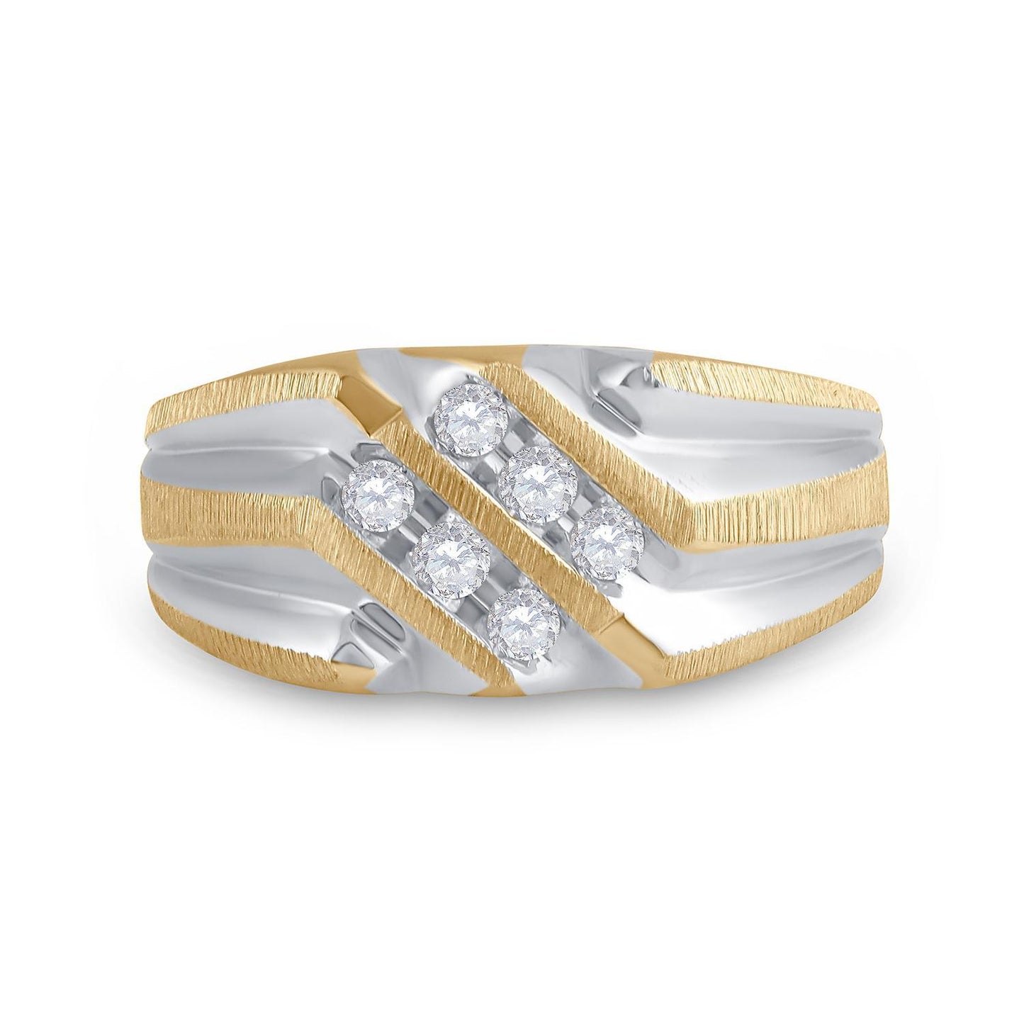 0.25ctw Diamond Mens Wedding Band Ring 10K Yellow White Gold