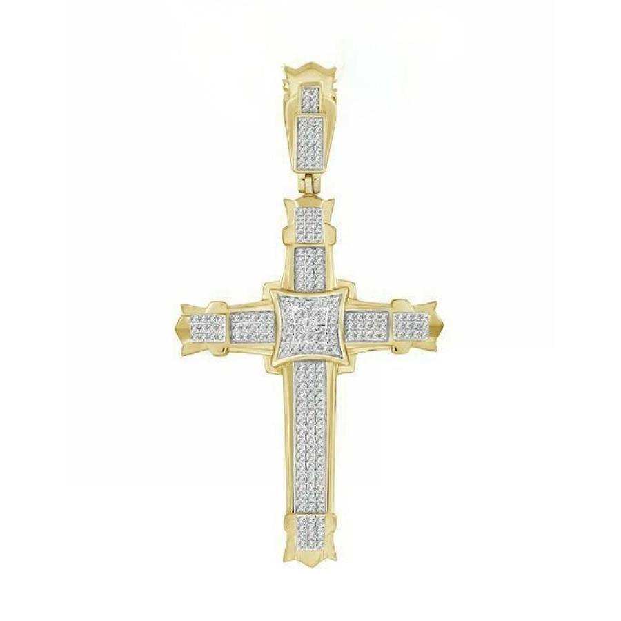 0.50ctw Diamond Cross Charm Pendant 10k Yellow Gold