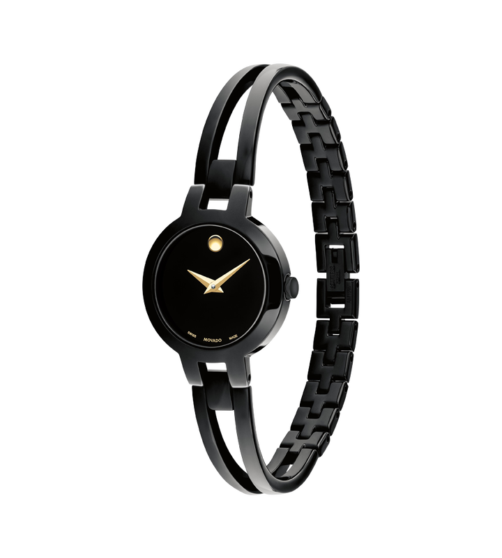 Movado Amorosa Black Dial Bangle Watch 0607795