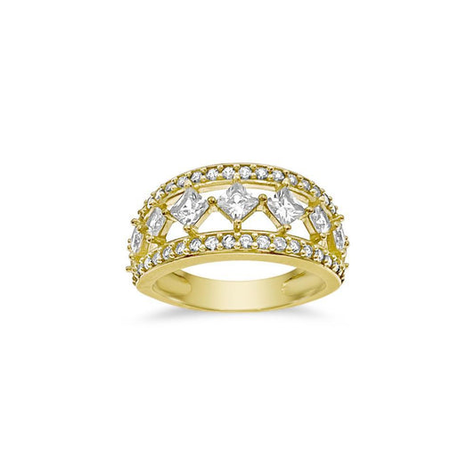 10k Yellow Gold Band Ring Women CZ Size 7