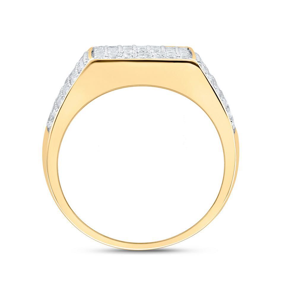 1.55ctw Diamond Mens Signet Ring 10K Yellow Gold Pave Statement Band