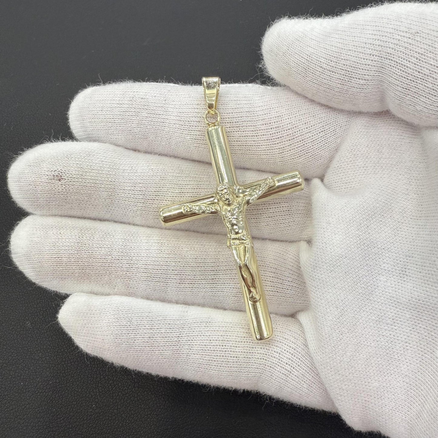 Cross Crucifix Pendant Charm 925 Sterling Silver Gold Plated 2.5"
