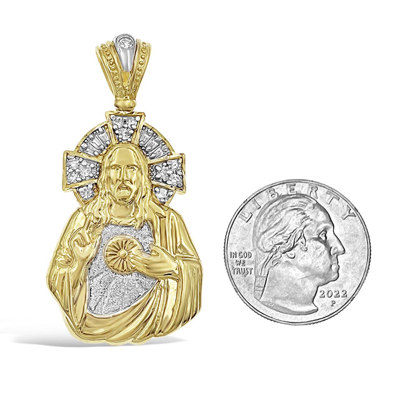 10k Two Tone Gold Heart of Jesus Pendant