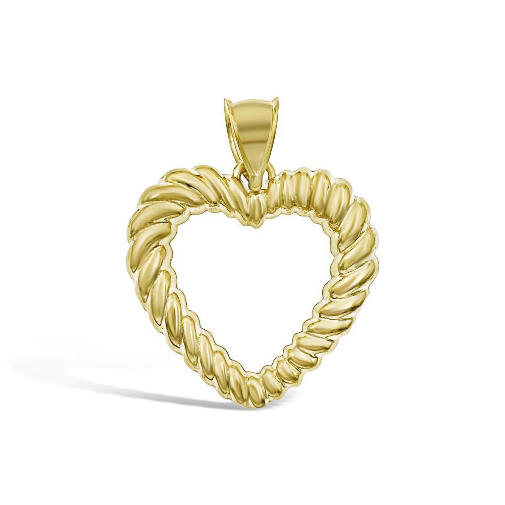 Heart Love Pendant 10k Yellow Gold Charm 1.3"