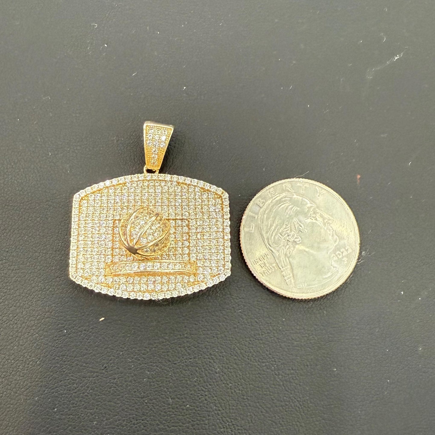 Basketball Hoop Pendant 925 Sterling Silver Gold Plated