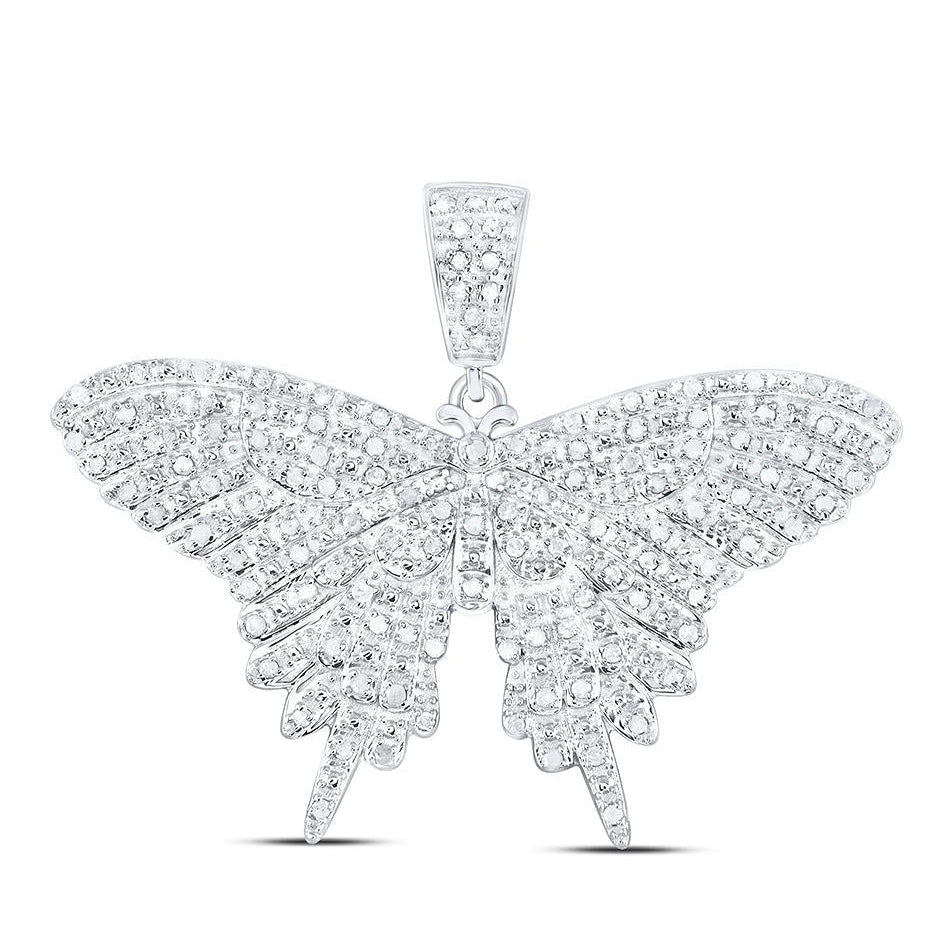 0.71ctw Diamond Butterfly Pendant 925 Sterling Silver