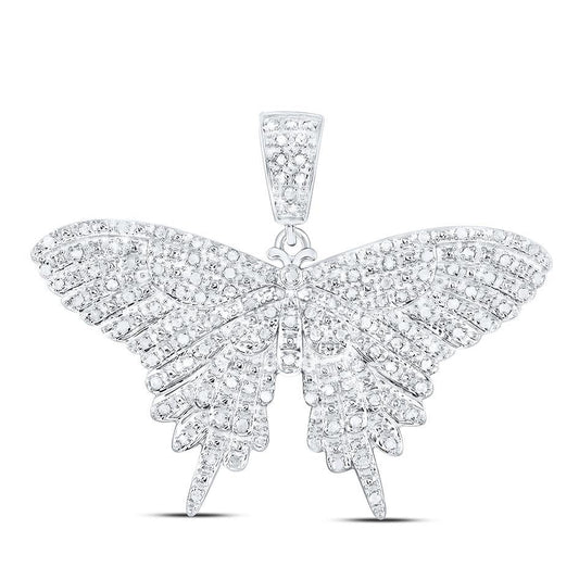 0.71ctw Diamond Butterfly Pendant 925 Sterling Silver