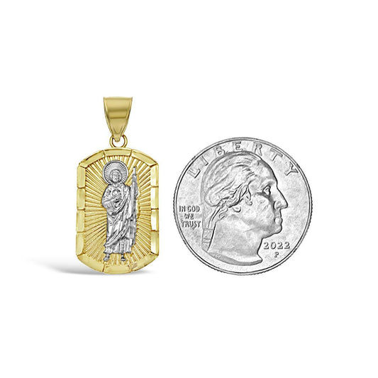 14K Yellow Gold Two Tone Saint Jude Pendant