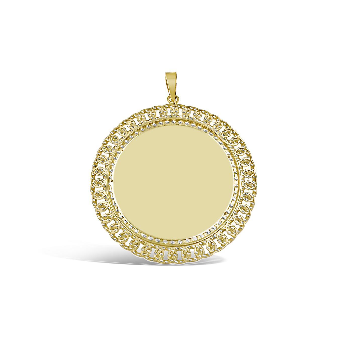 Memory Pendant 10k Gold Medallion Charm Picture Photo Frame 2.1"