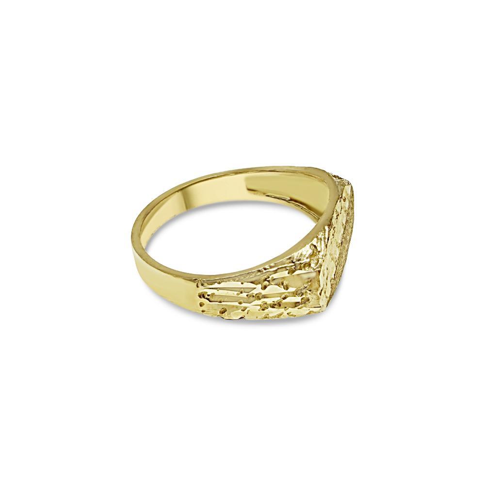 10K Yellow Gold Men's Nugget Signet Ring