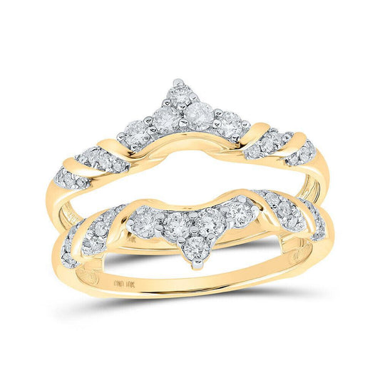 0.50 Ctw Diamond Wrap Guard Enhancer Wedding Womens Ring Band 10k Yellow Gold