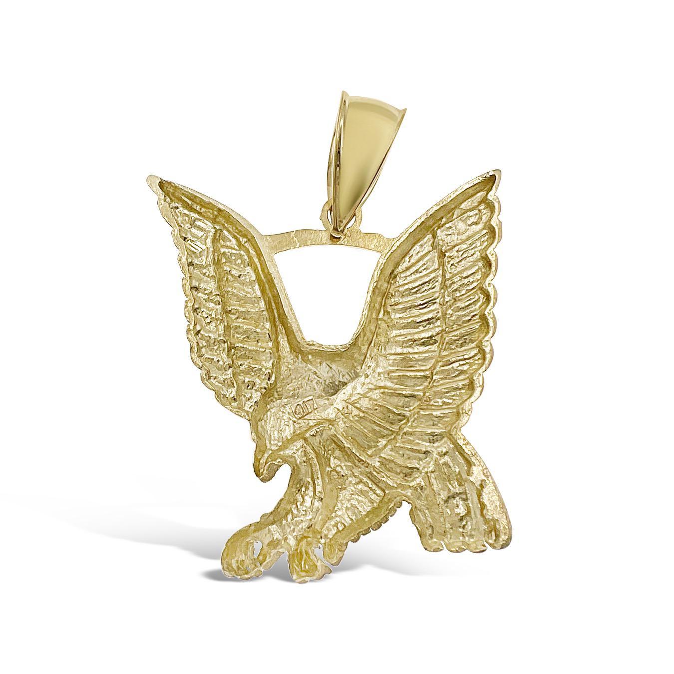 10k Yellow Gold Eagle Mens Pendant Charm 2 inch