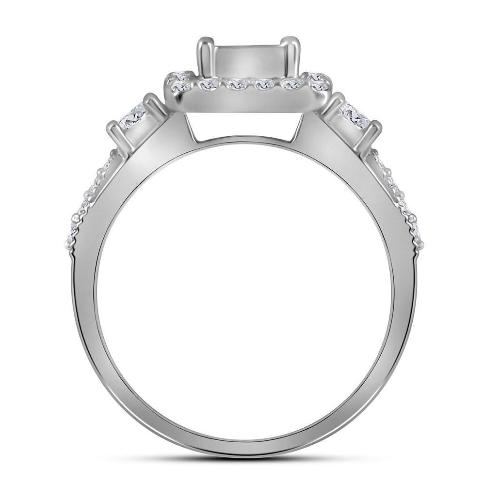 1.15Ctw Princess Diamond Bridal Engagement Wedding Ring Set Band 10k White Gold