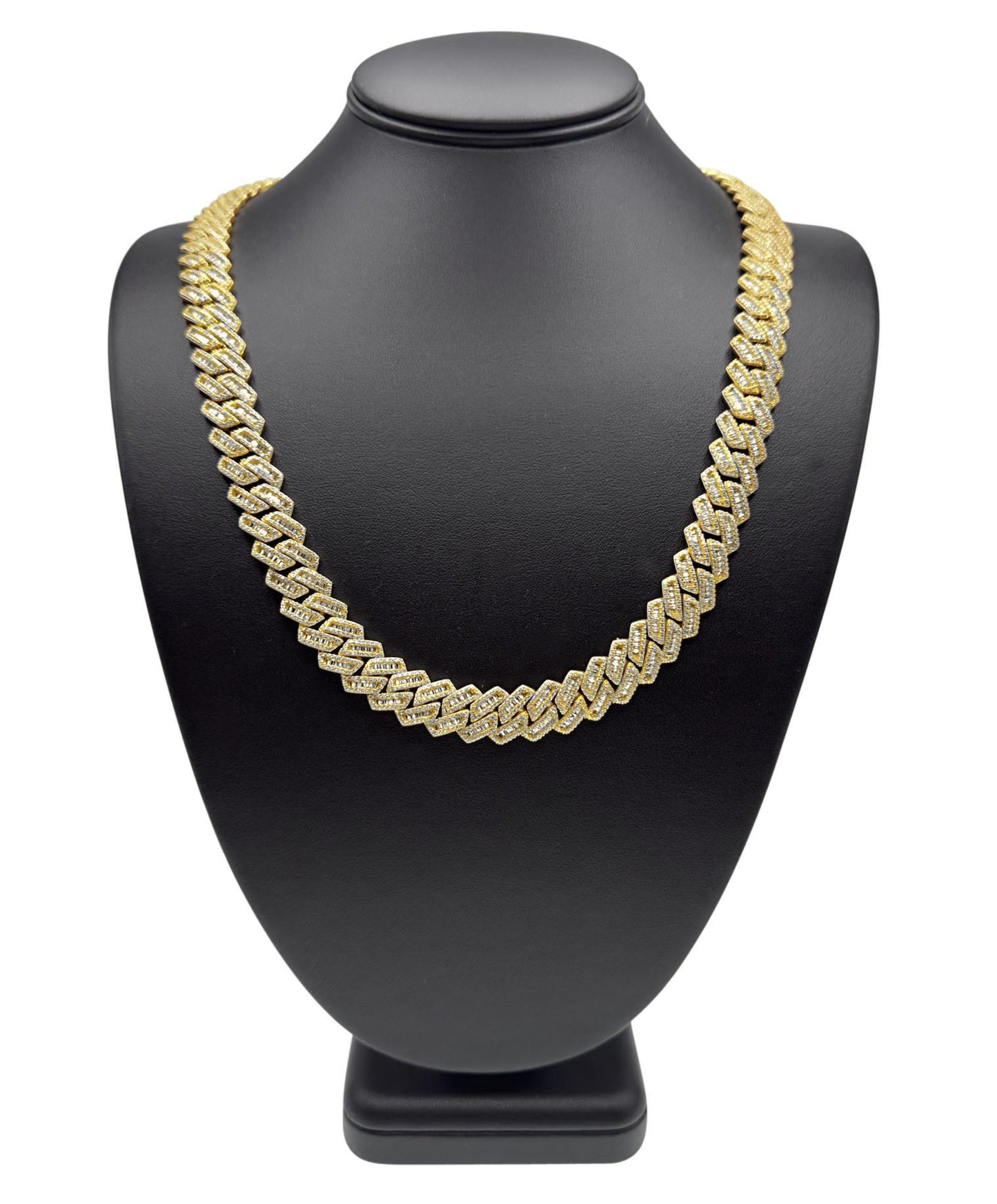 Iced Miami Cuban Link Chain Necklace 13.5mm Gold Plated 925 Sterling Silver