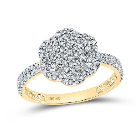 0.50cttw Diamond Engagement Flower Cluster Ring 10k Yellow Gold