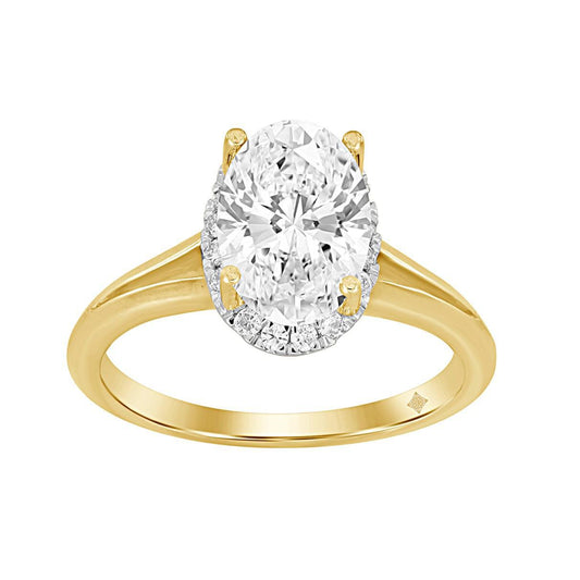 2.15 cttw Lab Grown Diamond Oval Halo Engagement Ring 14k Yellow Gold