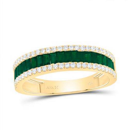 Emerald Baguette Diamond Channel Band Ring in 14K Yellow Gold