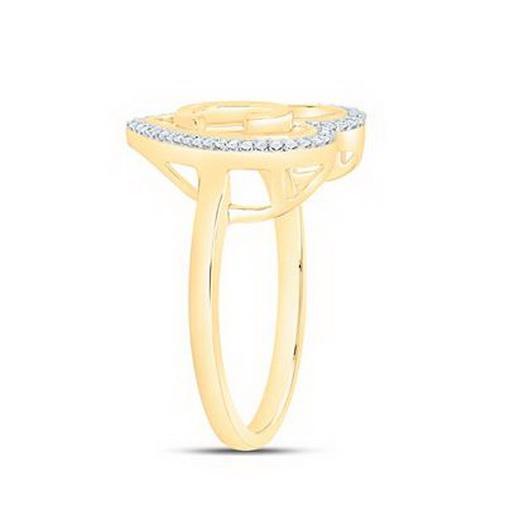 Diamond Initial C Heart Ring 10K Yellow Gold Womens