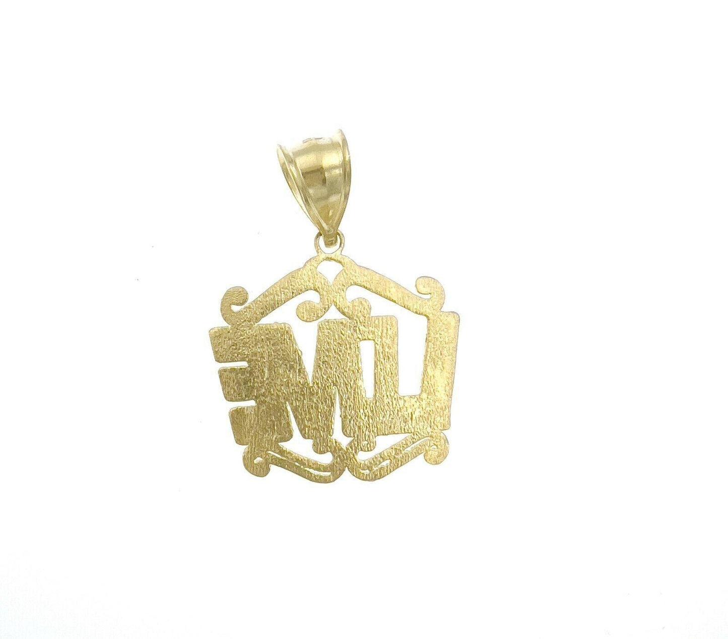 10k Yellow Gold Love Pendant Diamond Cut Charm 1.2"