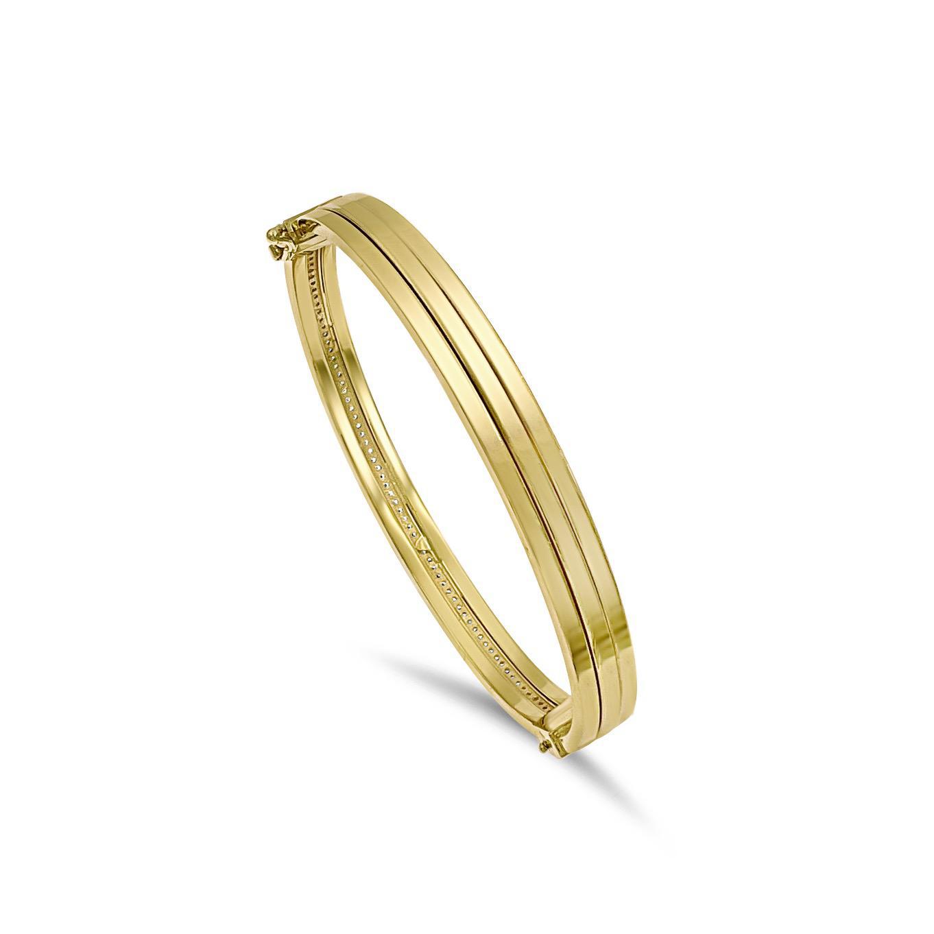 14k Gold Stackable Hinged Bangle Bracelet 7.5 inch