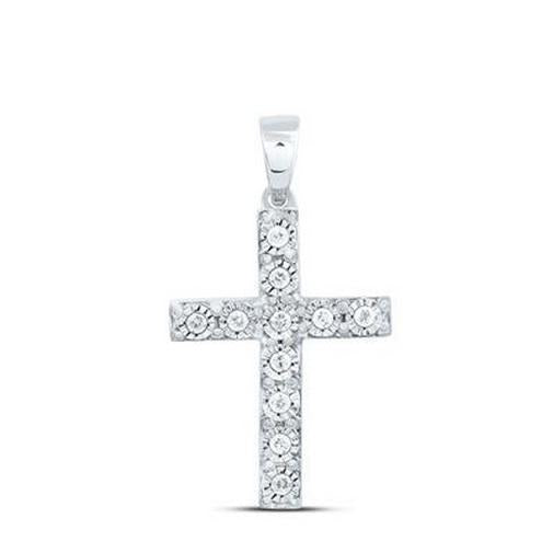 0.20ctw Diamond Cross Pendant Charm 925 Sterling Silver