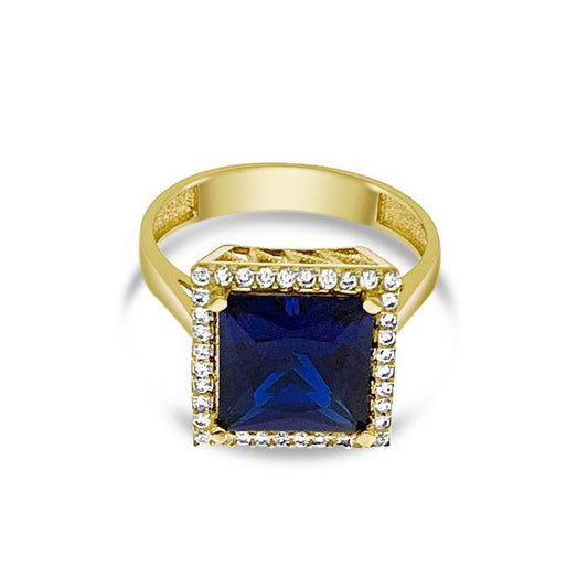 14k Yellow Gold Simulated Sapphire Ring