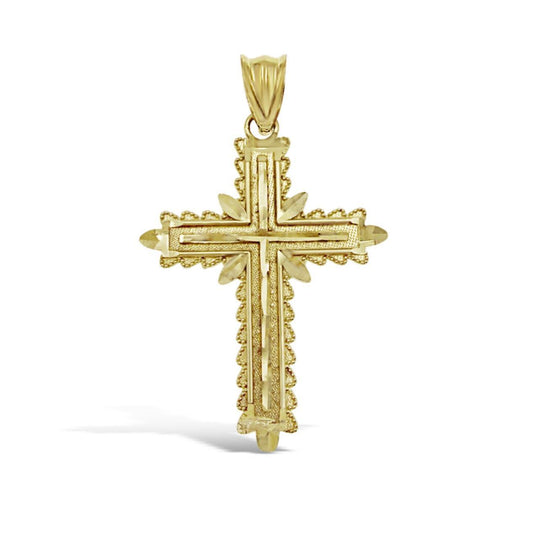 10K Yellow Gold Cross Textured Pendant