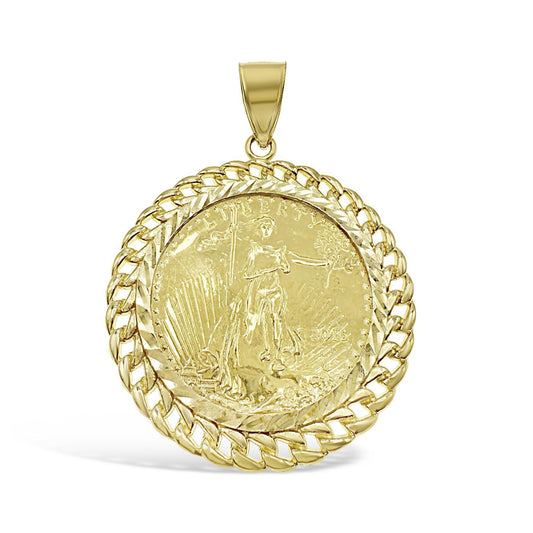 10K Yellow Gold Liberty American Eagle Coin Pendant