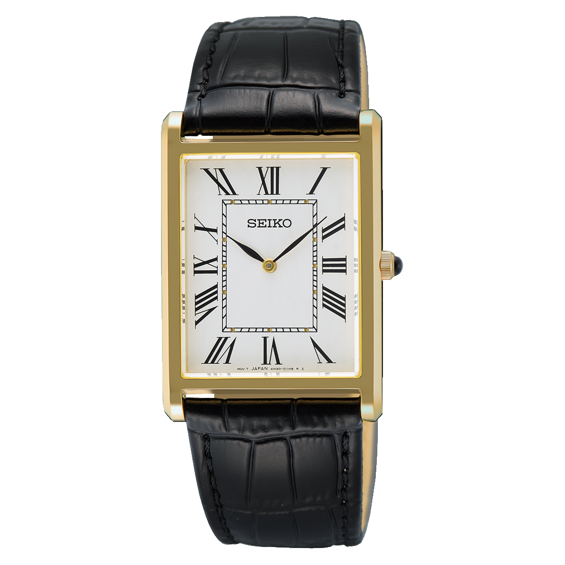 Seiko Essentials Quartz Gold Tone Rectangle Watch SWR104