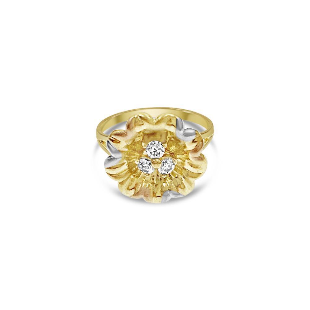 10k Tri Color Gold Flower Ring Band Size 7.5