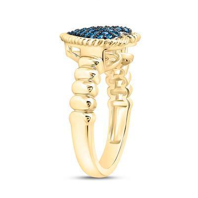 0.25ctw Blue Diamond Heart Ring 10K Yellow Gold Womens