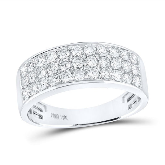 1.40ctw Diamond Wide Band Ring 14K White Gold Men’s Pavé