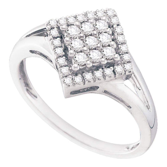 0.25 cttw Diamond Rhomb Promise Engagement Ring 10k White Gold