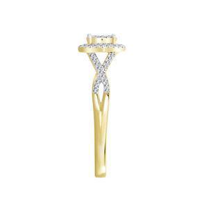 0.25ctw Diamond Cluster Halo Bridal Set 10K Yellow Gold