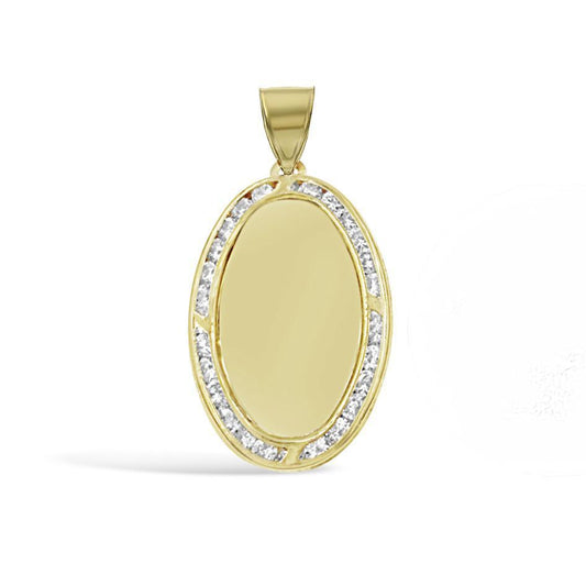 10K Yellow Gold Oval Memory Picture Frame Pendant