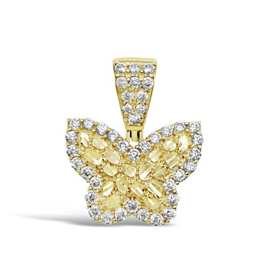 10K Yellow Gold Nugget Butterfly Pendant