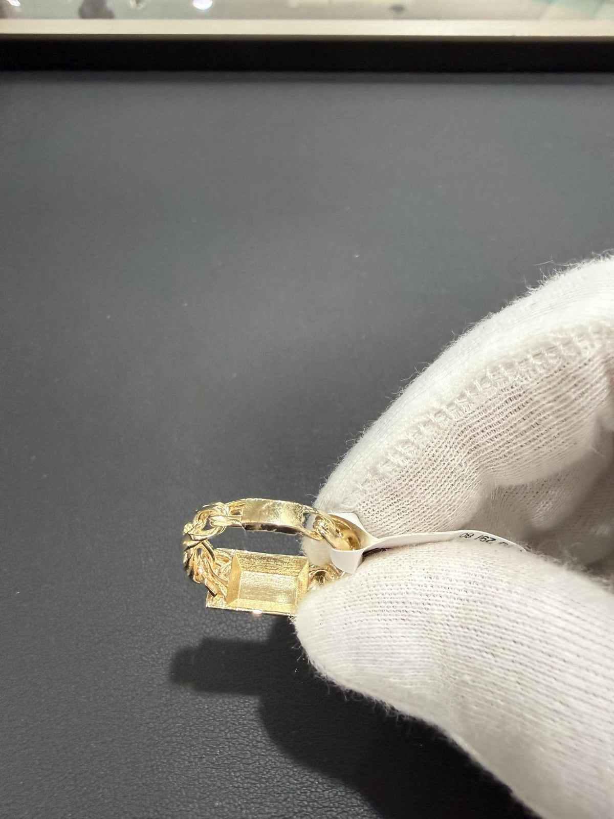 10K Yellow Gold Cuban Link Greek Key Signet Ring