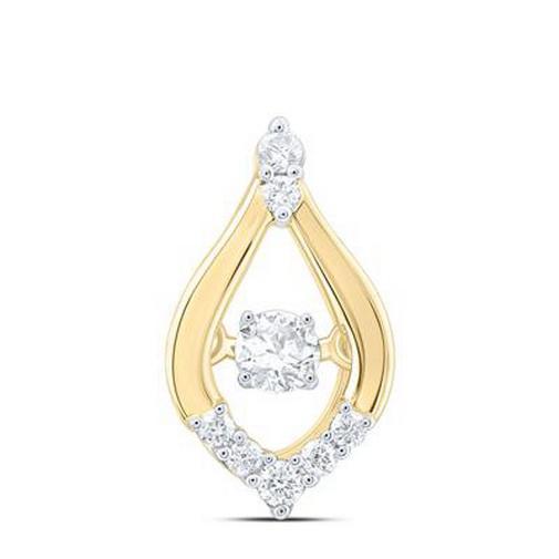 Diamond Teardrop Pear Shape Pendant Charm 14k Yellow Gold