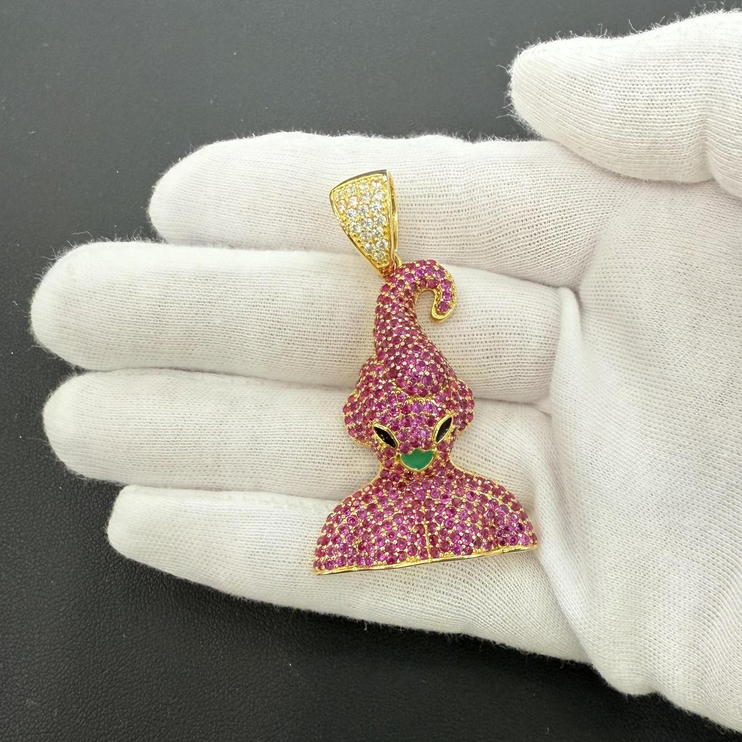 Dragon Ball Majin Buu Pendant 2" Gold Plated 925 Sterling Silver CZ Iced Charm