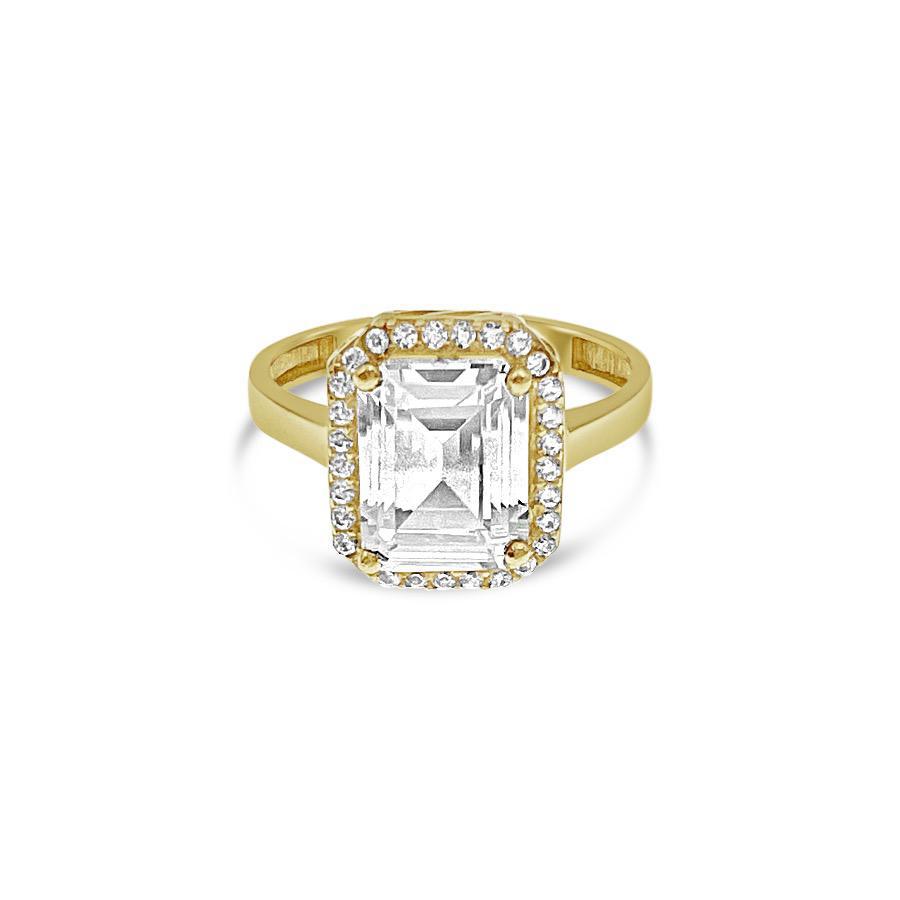 14k Gold Engagement Square Ring Cz Band Size 7