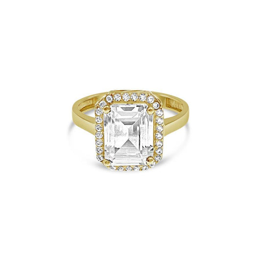 14k Gold Engagement Square Ring Cz Band Size 7