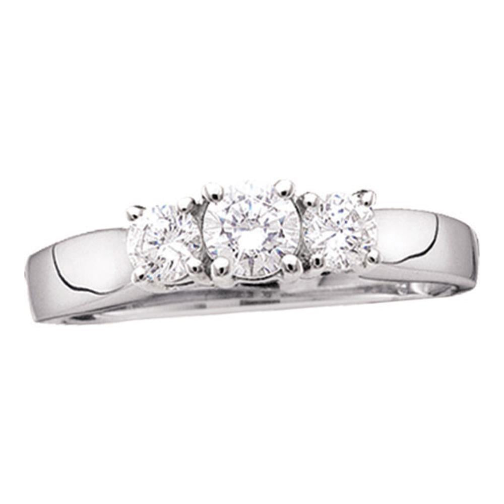 0.47ctw Diamond Three Stone Bridal Engagement Ring 14k White Gold