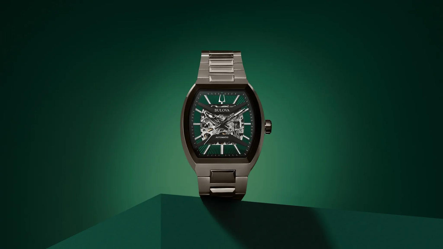 Bulova Maquina Automatic Full Skeleton 40mm Green Dial Men's Watch 98A321