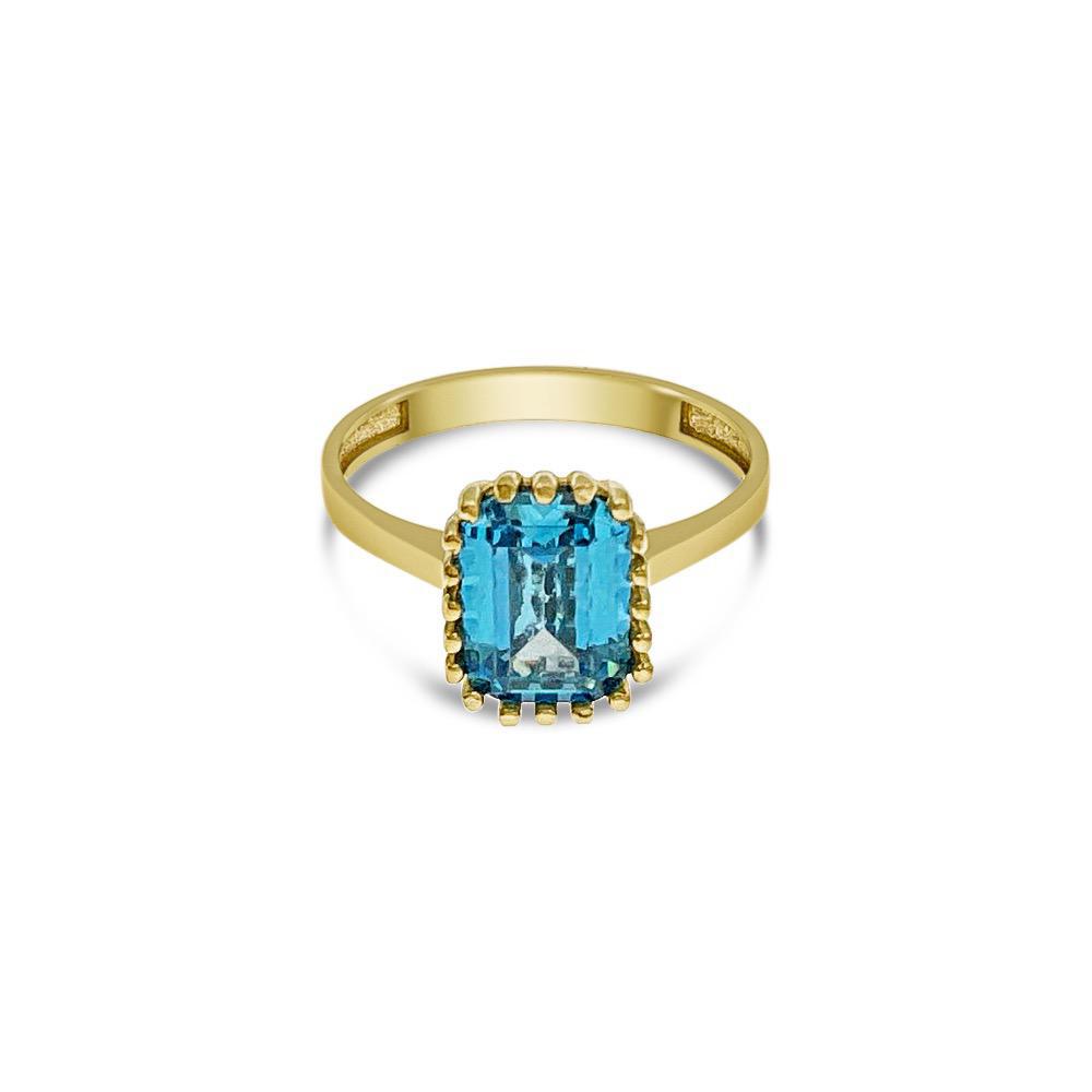 14k Gold Birthstone Ring Blue Women Band Size 6.75