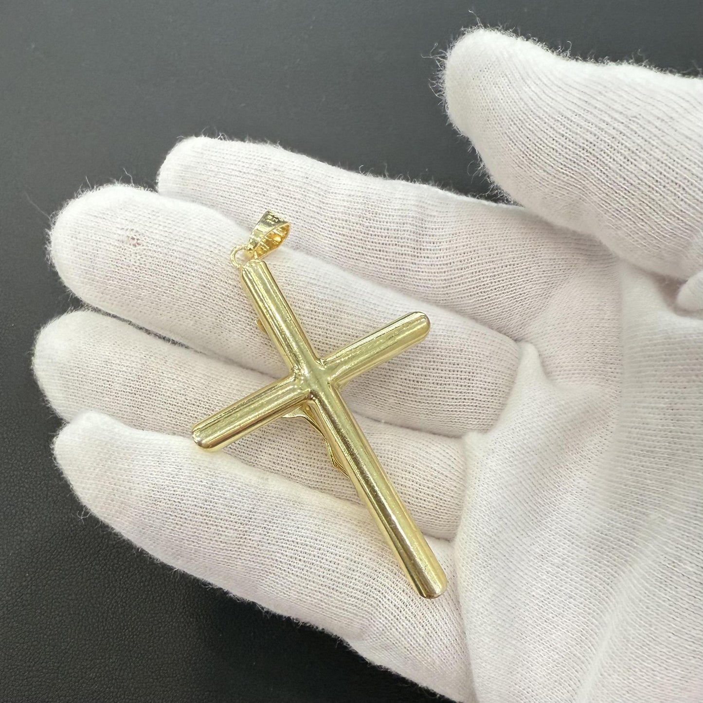 Cross Crucifix Pendant Charm 925 Sterling Silver Gold Plated 2.5"