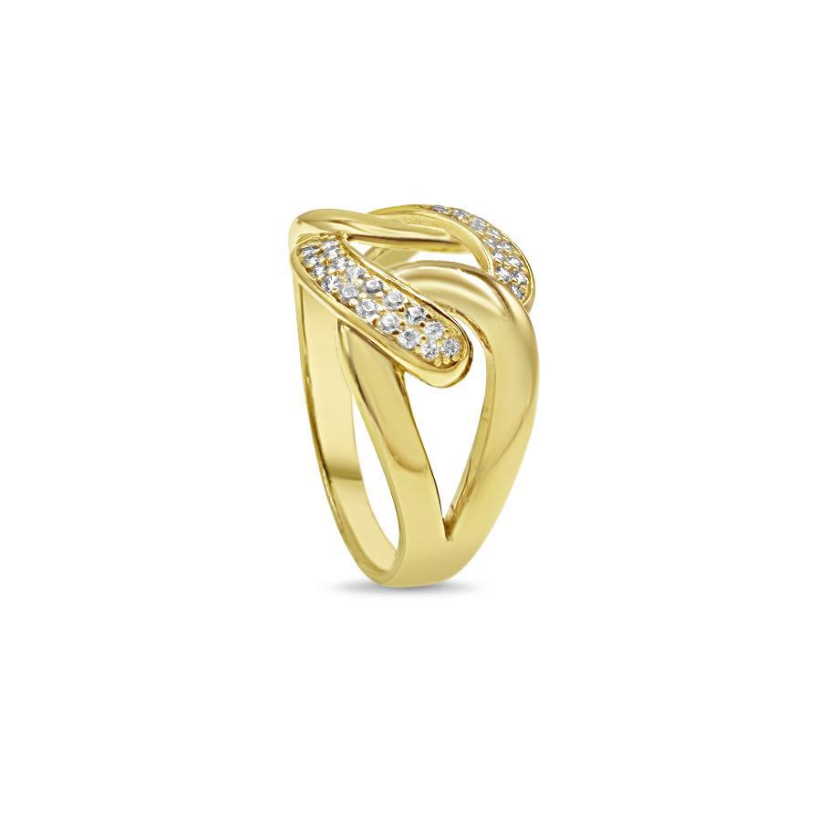 10K Yellow Gold Cuban Link Chain Knot Ring Band Unisex