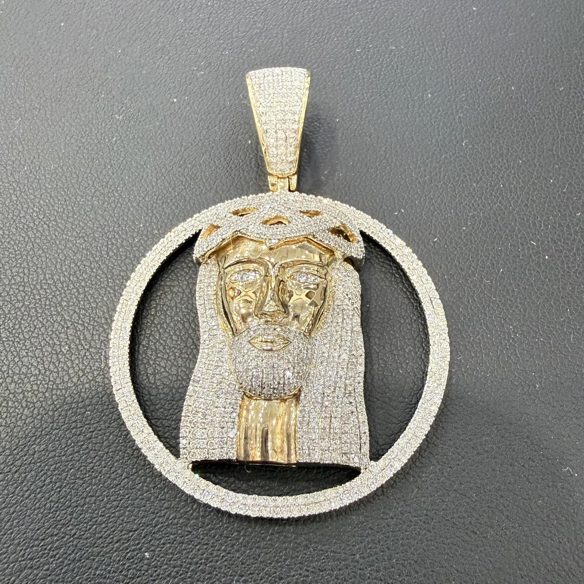 1.70ctw Diamond Jesus Pendant Charm 10K Yellow Gold