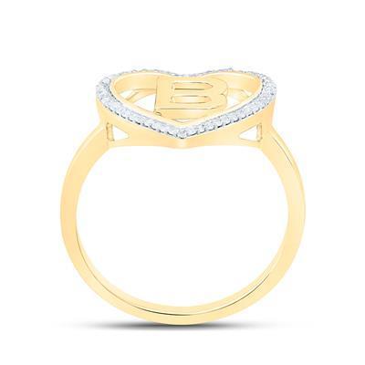 0.10ctw Diamond Heart Initial Letter B 10k Yellow Gold Womens